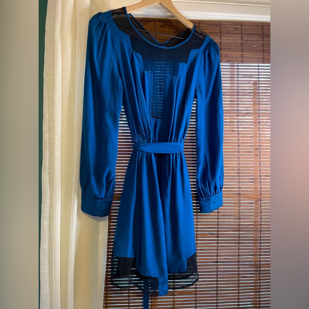 Silk Mini Dress with Sheer Cutout